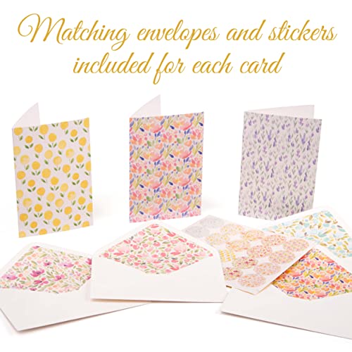 100 Plain Floral Blank Cards, 4 X 6 In Assorted Artistic Watercolor All Occasion Greeting Cards, Bulk Boxed Set Of Pretty Flower Stationary Notecards W/ Envelopes & Stickers #TOP2