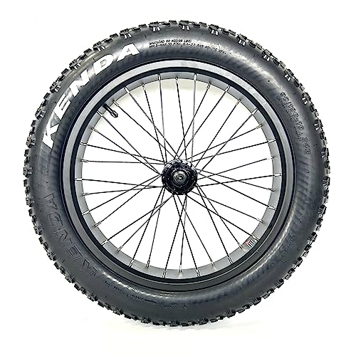 20''X4.0 Fat Bike Front Wheel Assembly With Tyre And Hub And Spokes Black Alloy Aluminum Snow Bicycle Folding Fatbike Wheel Assembly 20 Bolt On #TOP1