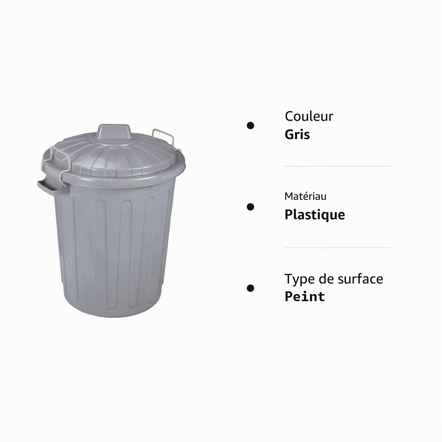 Curver Poubelle de Rue 23L - Poubelle à Verre - 40 x 35 x 45 cm - Gris