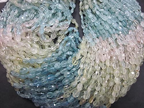 Aigue-marine perles ovales facettées de qualité pour création bijoux fins