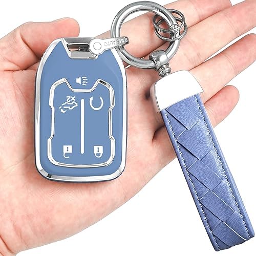 TPU Key Fob Cover For GMC Sierra, Terrain, Acadia, Yukon - Leather Keychain, Red - View #7