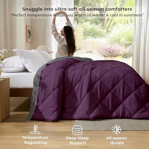Image of AYKA Reversible AC Comforter 150 GSM Lightweight Microfiber Summer Blanket for Single Bed (60x90 Inches) | Soft Cooling Quilt, Breathable All Season Duvet for AC Room | Burgundy & Grey