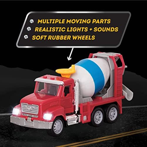 Driven by Battat β 7-Inch Cement Mixer Truck Toy with Lights & Sounds, Movable Parts, Construction Vehicle for Boys & Girls, Durable Design, Realistic Details, Gift 3+ Years Toy for Kids - 5