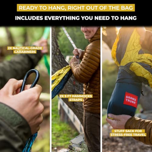 Grand Trunk Double Deluxe Hammock | Ultra-Strong & Lightweight | 11 ft Hammock with Ripstop Nylon | 500 lb Capacity | Fast-Drying & Weather-Resistant | Navy/Light Blue - Image 4