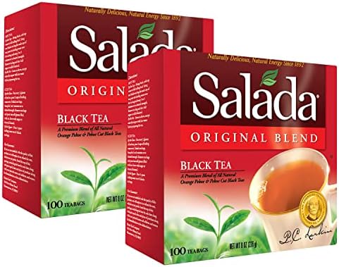 Salada Black Tea Blended Bold Strong Black Tea with 100 Tea Bags Per Box (Pack of 2) Contains Caffeine Brew Hot Naturally Flavored Rich in Antioxidants Original Blend Tea