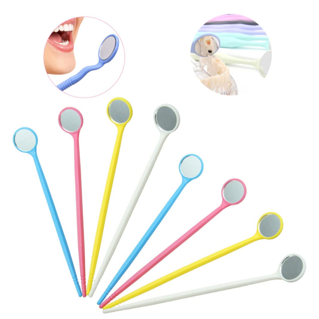 Miroir buccal jetable, Miroir Dentaire 100 pièces Outils dentaires Portables Anti-buée jetables avec poignée antidérapante en PC Outil de Retrait léger 6, 30x0, 79 Pouces Couleur aléatoire