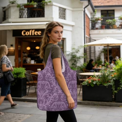 NImongt Sac fourre-tout léger et pliable pour femme et homme Motif violet – vue 2