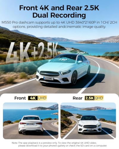 Image of AZDOME 4k Dual Channel Dash Camera for Car Front and Rear, ADAS