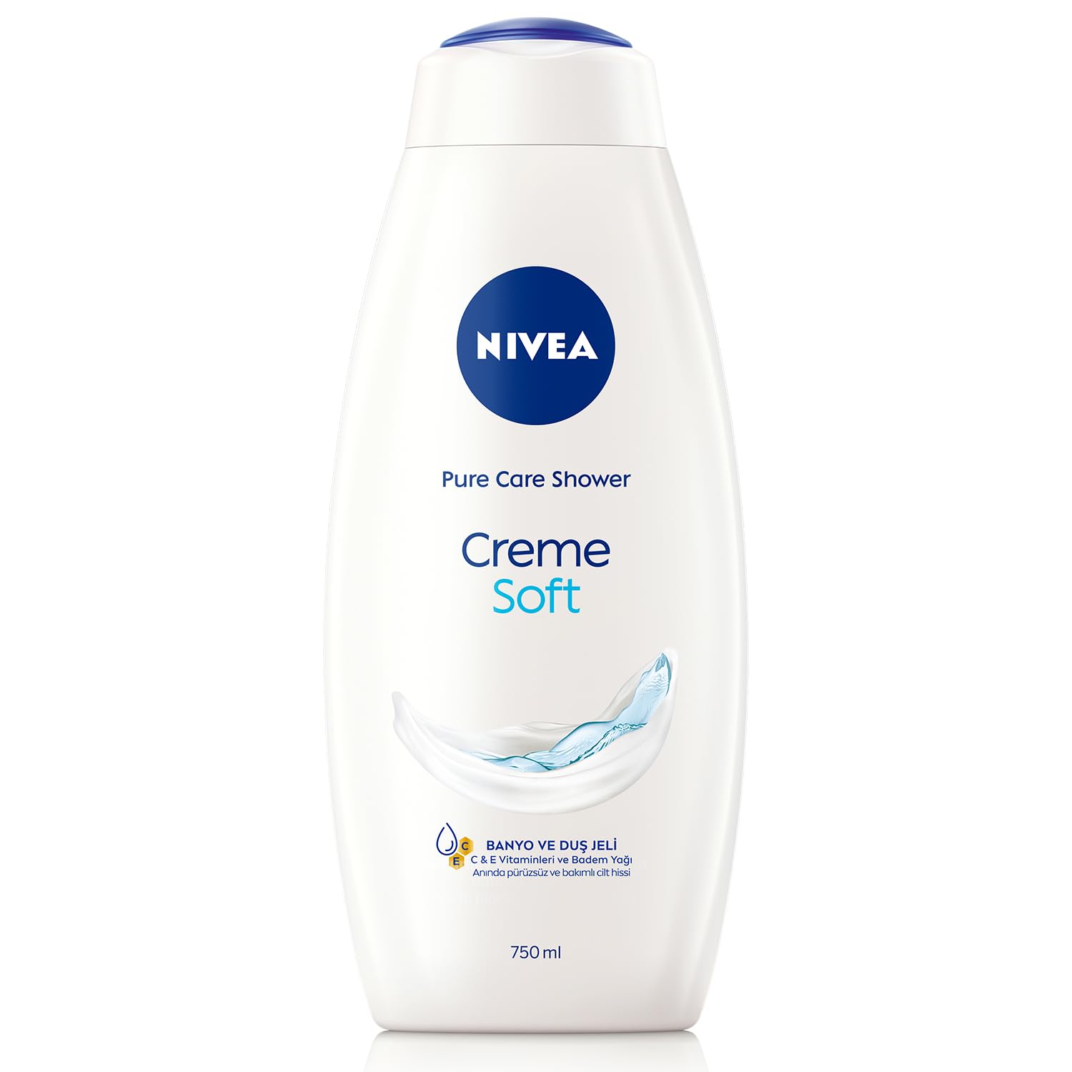 NIVEA Creme Soft Kremsi Dokunuş Banyo Ve Duş Jeli 750 ml, Vücut Nemlendirici, Badem Yağı, Pürüzsüz Cilt