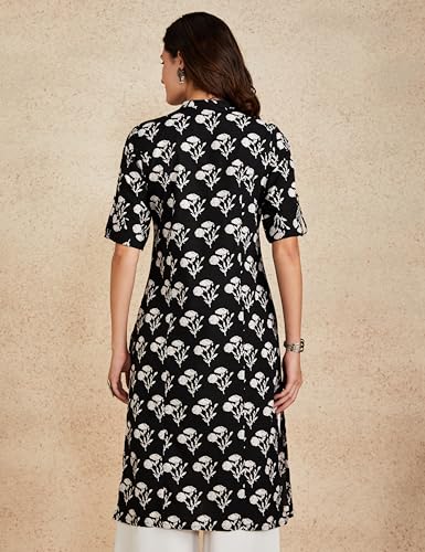 Image of Amazon Brand - Myx Women Printed Cotton Regular Fit Kurta (Available in Plus Sizes)