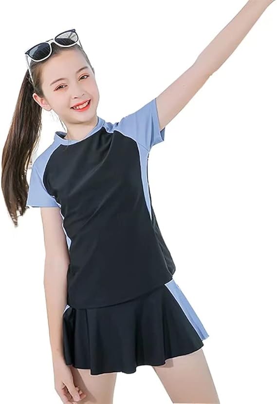 Amazon Co Jp Exsaupy 女の子 水着 2点セット 水着 体型カバー 上下セット ガールズ スポーツウエア トップス ショートパンツ キッズ 水着 女の子 セパレート 子供 水着 スカート スクール水着 キッズ スイムウェア 通気 速乾 軽量 可愛い 女児 水着 服 ファッション小物