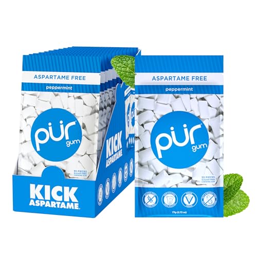 Image of PUR Gum | Aspartame Free Chewing Gum | 100% Xylitol | Natural Peppermint Flavored Gum, 55 Pieces (Pack of 12)