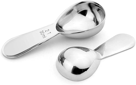 Set of 2 Coffee Scoop Stainless Steel Coffee Measuring Scoops for Espresso, Coffee Beans, Ground Coffee and Tea 1 Tbsp (15ml) and 2 Tbsp (30ml)