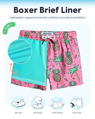 Image of maamgic Boys Swim Trunks with Compression Liner Toddler Stretch Swim Shorts