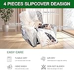 FUANGUI Recliner Chair Cover 4-Pieces Lazyboy Cover for Recliner Chair with Storage Pockets Furniture Protector for Living Room, Jacquard Sofa Slipcover for Kids, Pets, Dog and Cat, 06 - Image 5
