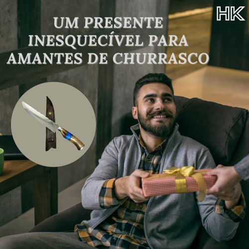 Faca Churrasco Artesanal “Picanheira” + Garra de Urso | Faca Aço Inox 3mm de 8'' Polegadas | Cabo
