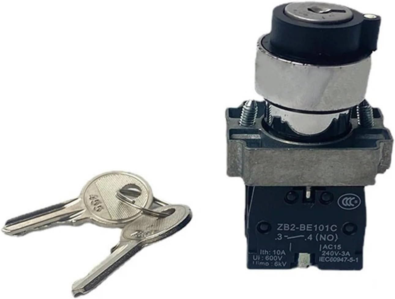 XB2-BG33 BG23 BG35Rotary Key Metal Button Switch 3-Position self-Locking selector 2NO 1NO1NC 10A 22mm Installation selector(2 Position 2no,5pcs)