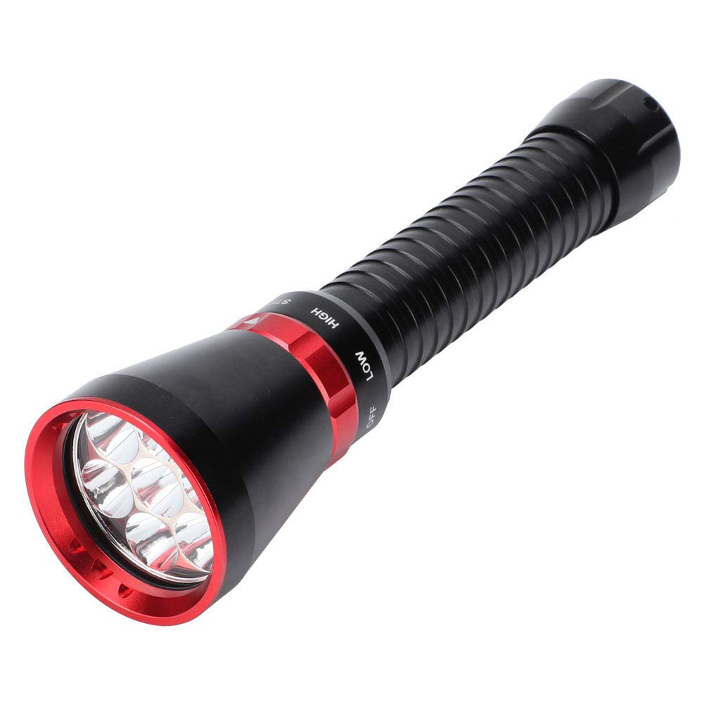 Garosa Torcia Subacquea 100M, Torcia Elettrica Alta Luminosità 18000LM per Attività Subacquee e All'aperto, Lampada Subacquea Resistente Impermeabile (Rosso)