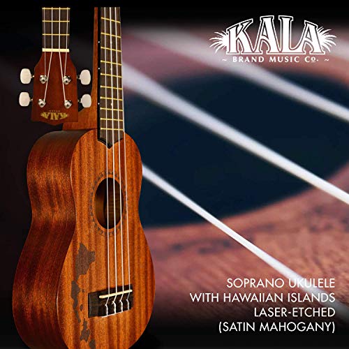 Kala Satin Mahogany Soprano Ukulele with Hawaiian Islands Laser-Etched Design + Snark SN6X Clip-On Ukulele Tuner, GSA70B… - Les Beatles, Paul McCartney, John Lennon, RIngo Starr, George Harrison Kala Satin Mahogany Soprano Ukulele with Hawaiian Islands Laser-Etched Design + Snark SN6X Clip-On Ukulele Tuner, GSA70B… – Image 3
