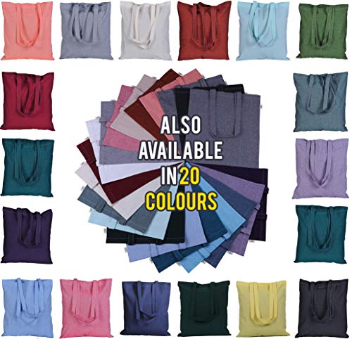 Atmos Green 100 Pack 15 X 16 Inch With 27" Handle Natural Color 5 Oz Recycled Cotton Reusable Grocery Bag Eco Friendly Super Strong Great Choice For School, Promotion, Branding & Gift Made In India #TOP2