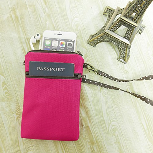 Cross Body Phone Pouch for Women, Tainada Universal Crossbody Dual Zippered Wallet Bag with Detachable Strap for iPhone 15/14 Pro Max, 15/14 Plus, Samsung S23+, S22, A54, Z Fold5 (Pink)3