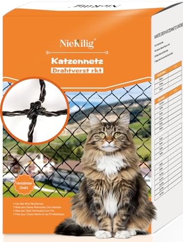NieKilig Katzennetz für Balkone Drahtverstärktes, Balkon Drahtnetz Katzen, Balkonnetz für Katzen, Katzengitter Fenster ohne Bohren für Balkone, Terrassen, Fenster, Oberlichter, Tür
