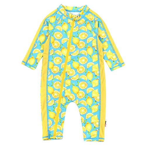 SwimZip Kid's Lemon Sunsuit - 6-12 Month + Aqua Wide Brim Sun Hat - 6-24 Month2