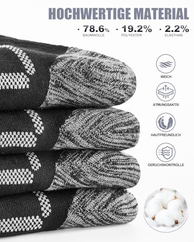 Niorasen Socken Herren, Gepolstert Atmungsaktive Wandersocken Sportsocken, Baumwolle Crew Tennissocken Arbeitssocken Laufsocken 5 Paar 3