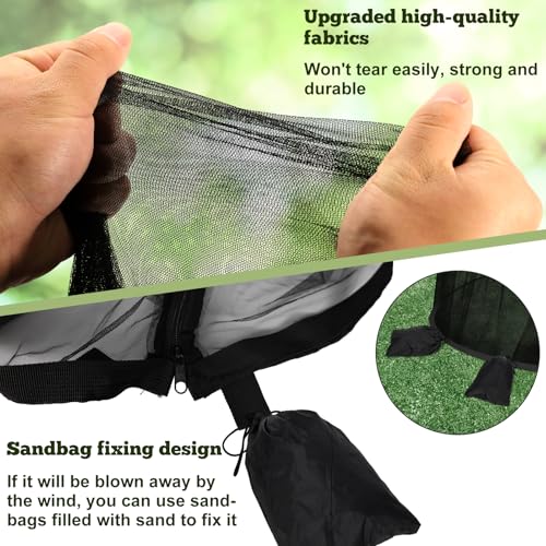7.5-11 ft Patio Umbrella Mosquito Net with 6pcs Sandbags,Adjustable Patio Screen Mesh with Zipper,Canopy Umbrellas Mosquito Netting Table Screen for Outdoor Umbrellas and Patio Tables,No Support Frame