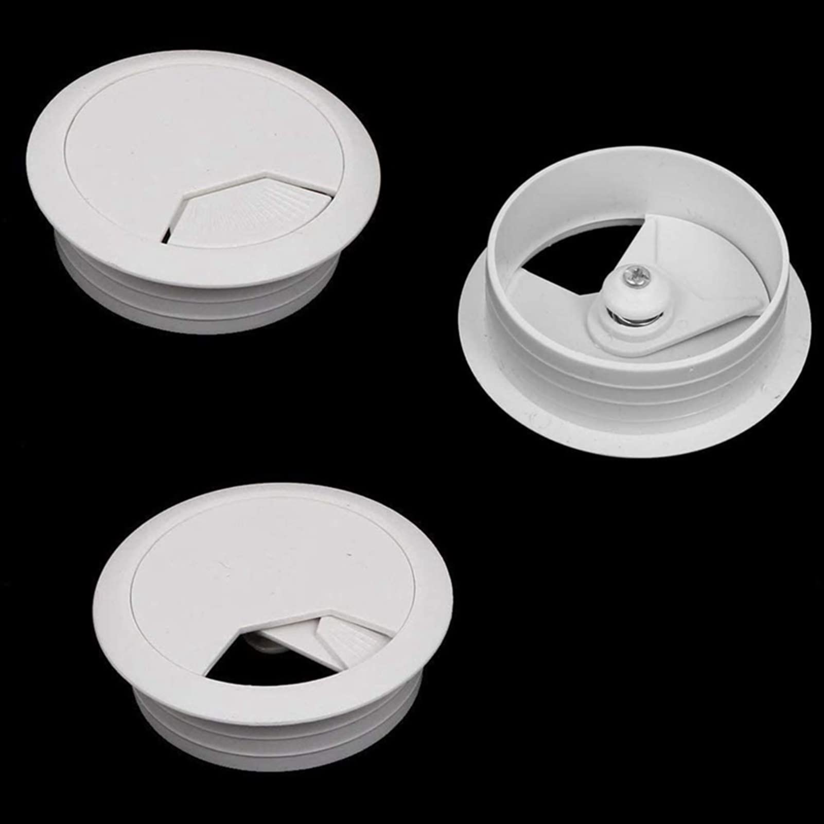 Passacavo in metallo per scrivania, 20 pezzi da 2 pollici, passacavi for scrivania, copriforo for organizzatore di cavi for PC da ufficio, copricavo in plastica(Black)