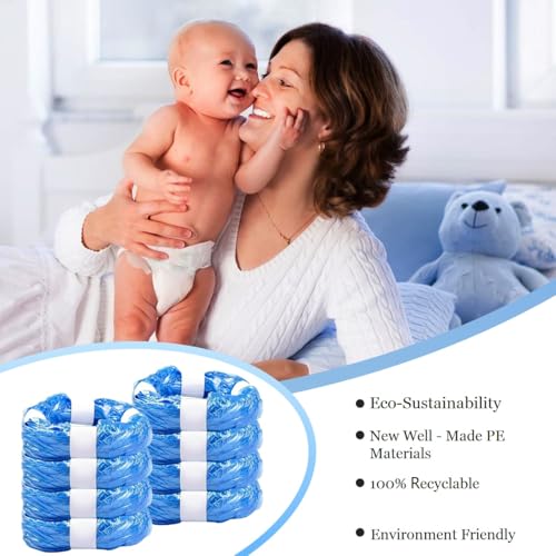 Image of Diaper Pail Refill Bags, Compatible with Genie Complete, Expressions (8 Pack) Pail Refills Unscented | Odor Blocking, Strong, Easy Replacement | Holds up to 2160 Newborn Diapers