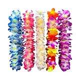 5PCS Vibrant Hawaiian Flower Leis for Luau Parties - Tropical Party Decorations & Favors, Soft Silk-Like Garland Necklaces for Birthdays, Weddings & Summer Events