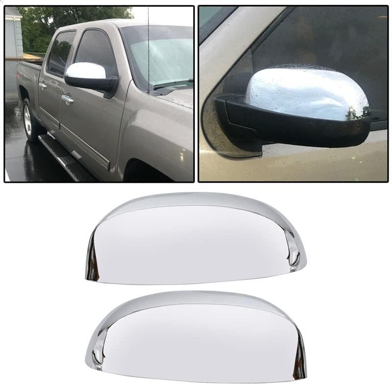 2pcs Chrome Side Rearview Mirror Cover Cap for Chevy Silverado 2007-2013 Top Mirrors Cover Replacement