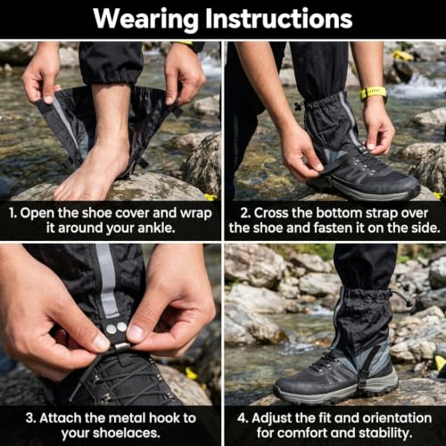 Image of GUSTAVE Leg Gaiters Adjustable Gaiters with Reflective Strip for Climbing