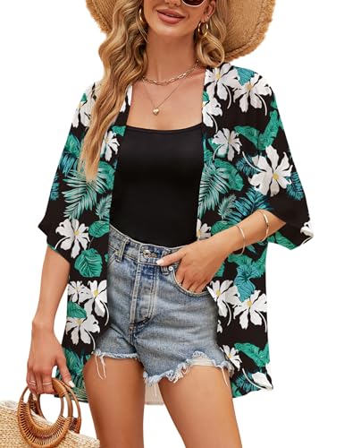 Image of Chunoy Women Short Sleeve Chiffon Kimono Beach Swimsuit Cover Up