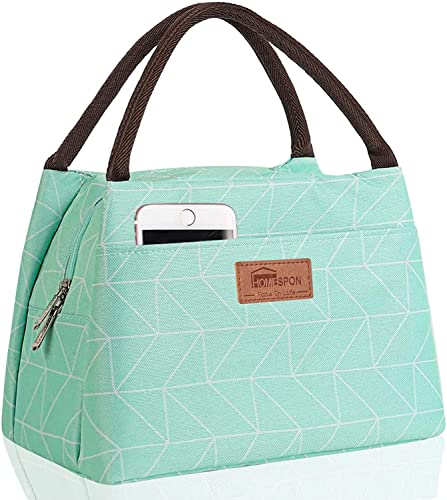 HOMESPON Lunch Bag Insulated Lunch Bags for Women Men Adult Foldable Cool Bag Lunch Box Container Large Capacity Ladies Lunch Tote Bag for Work Picnic or Travel(Green Open)