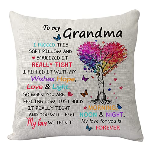 KHLOY to My Grandma Pillowcase Gift, Funny Pillow Cover for Women Lady Birthday Christmas Mother's Day Thanksgiving from Granddaughter Grandson Reminder Cushion Cover