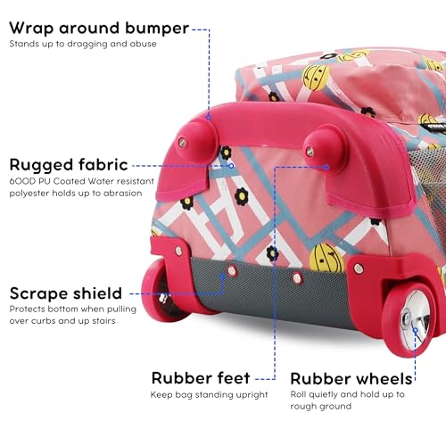 Image of J World Sunrise Kids Rolling Backpack with Wheels for Girls Boys, Roller Bookbag for School, 18 x 13 x 9 Inches, Basketbally