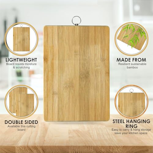 Chopping Board Heavy Duty Cutting Board with Steel Hanging Hook Multipurpose Wooden Platter Board Chops Handy Board Home Kitchen Use Camping BBQ Chicken Meat Cheese Board 30x 20cm (1pc) - Image 5