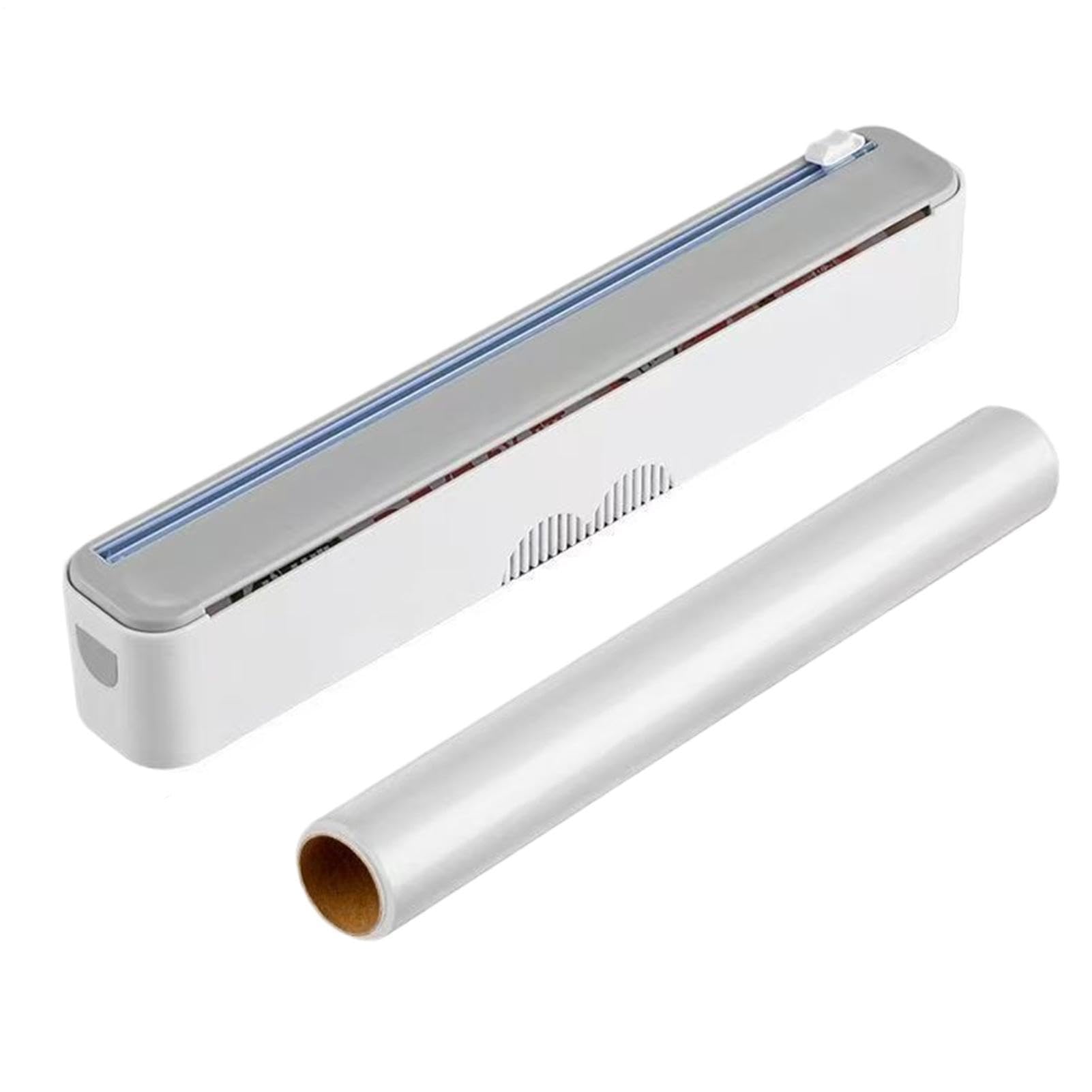 Aluminum Foil & Cling Film Dispenser 37x5.5cm Magnetic Clingfilm Dispenser With Cutter ABS Non Slip Space Saving Magnetic Cutter Box Refillable Wrap Dispensers Foil Organizer, Kitchen Storage Containe