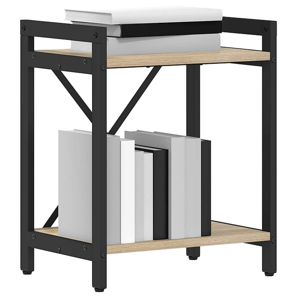Libreria 40x30x50 cm Legno Ingegnerizzato Rovere Sonoma | Mobile scaffale versatile per soggiorno e studio, struttura in acciaio nero con portata fino a 60 kg per libri e oggetti.