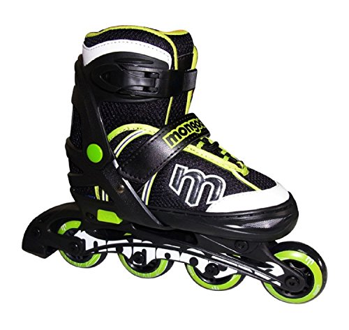 Mongoose Adjustable Inline Skates- Green, Green/Gray/Black, Size 5-8 (MG-091B-L)