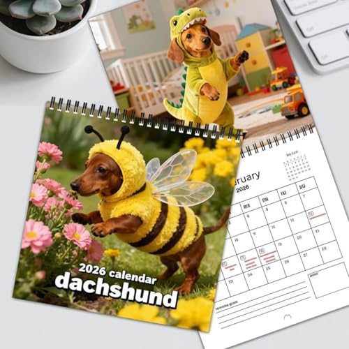 2026 Welpen-Wandkalender, 20,8 x 20,8 cm, niedlicher dicker und stabiler Papierkalender zum Organisieren, hängende Wandkalender mit Hundebildern für Hundeliebhaber
