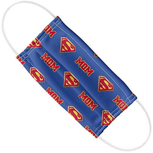 Popfunk Superman Super Mom Shield Logo Pattern 1-Ply Reusable Face Mask Covering with Adjustable Nose Wire, Unisex