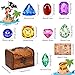 Civaner 101 Pieces Pirate Wooden Treasure Chest Toy Box Antique Color with 100 Pieces Gems for Party Favors Props Decoration Kids Storage Treasure Chest Cosplay Party