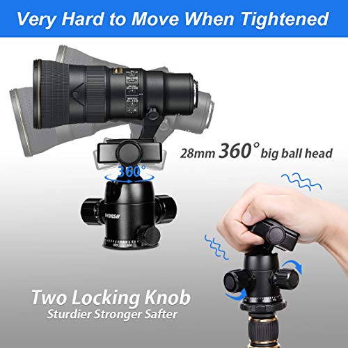 Gwnnsh Camera Lightweight Travel Tripod, 58” Detachable Monopod, Aluminum Ball Head Stand 3 X Control Knobs With Calibration, Dslr Qr Plate, Level Indicator, Flip Lock Design. Dare To Compare #TOP7