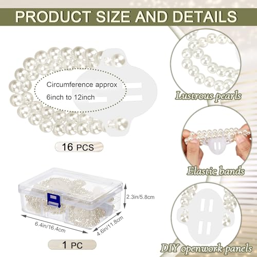 Corsage Wristlet Band Elastic Pearl Bracelet DIY Flower Bracelet with Storage Box for Bride Prom Accessories Wedding Party Decorations2