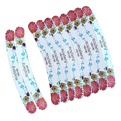 NOELARY 10 pcs. Limes à Ongles Banane, lime à Ongle Professionnelles Grain 100/180, Double Face Lavable Résistante à l'usure Cover