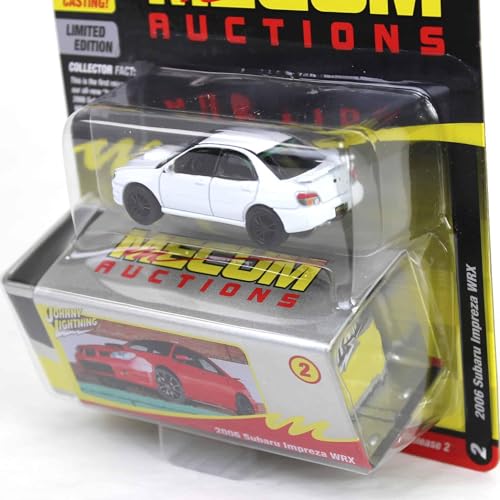 Johnny Lightning 1/64 2006 Impreza WRX White Mecum Storage Tin miniatura 5