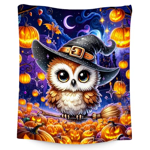 Halloween Blanket for Girls, Kids Blankets Gifts, Cute Owl Throw, Soft Fleece Throw for Halloween Decoration, 60"x80"
